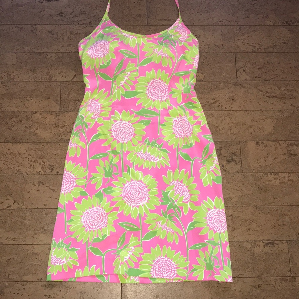 Lilly Pulitzer Sz 6 pink/green halter dress